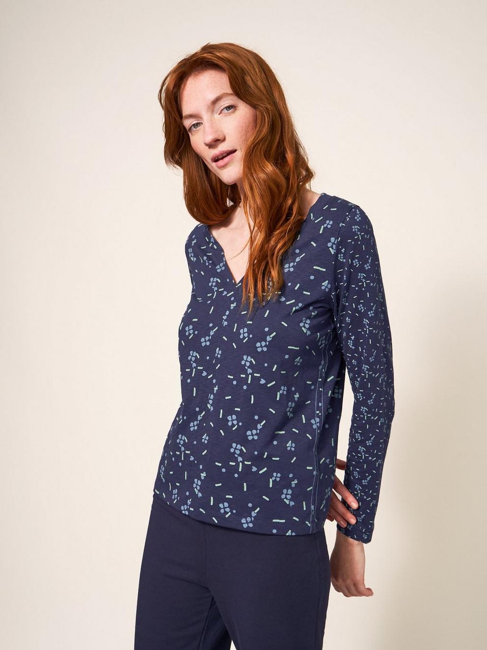 Nelly Long Sleeve T-Shirt in NAVY PR - LIFESTYLE